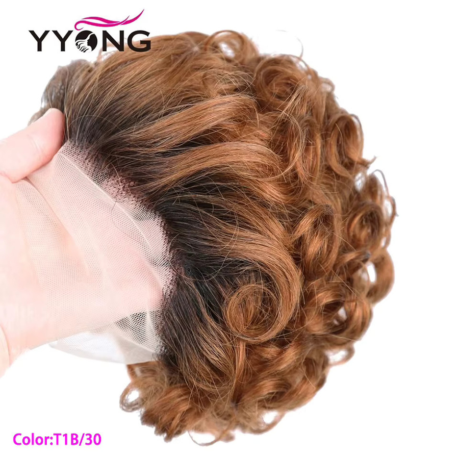 YYong Pixie Cut Lockige Perücke, Damen, 13x1 Transparente Spitze - Bild 2