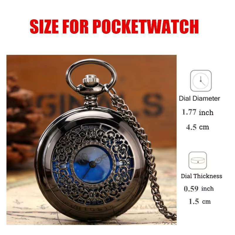Taschenuhr Quarz, Blau, Edelstahl, Silber, Unisex - Bild 4