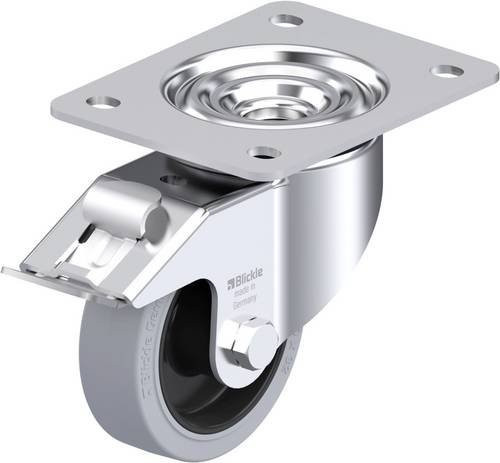 Blickle Stahlblech-Lenkrolle LK-POEV 100XR-3-FI-SG in Silber, Rad-Durchmesser: 100 mm, Tragfähigkeit: 200 kg - Bild 1