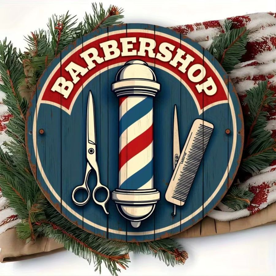 HELLOYOUNG Vintage Barbershop Metallwandkunst mit Schere, Stange und Kamm zur Wandmontage - Bild 4