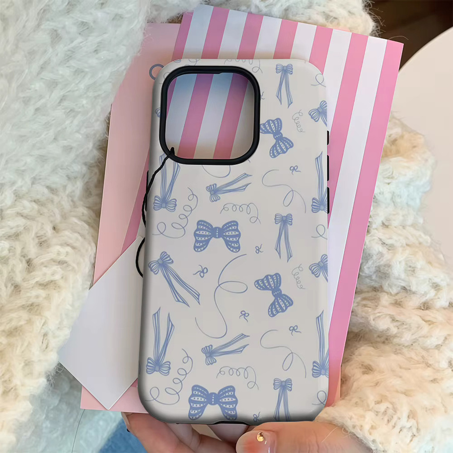Potdemiel Handyhülle mit hellblauer Schleife und Wirbel für iPhone 17 16 15 14 13 Pro Max Plus mit doppelschichtiger Rückseite - Bild 3
