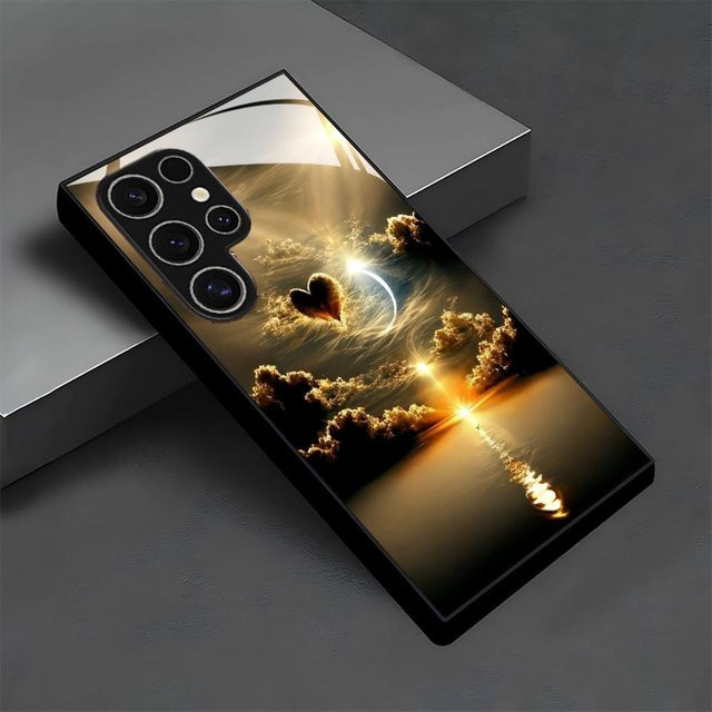 Rutschfeste Glas-Handyhülle mit Sonnenuntergangslandschaft für Samsung Galaxy S26 S25 S24 S23 S22 S21 S20 Ultra Plus 5G in Schwarz und Multicolour - Bild 1