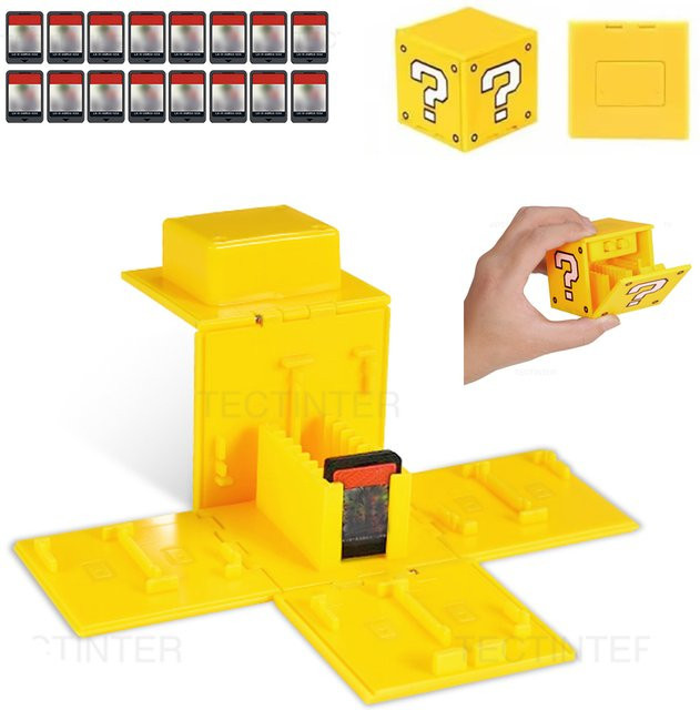 TECTINTER Spielkartenetui für Nintendo Switch, Lite und OLED in Gelb mit 16 Steckplätzen, faltbare und tragbare Aufbewahrungsbox für dein Switch-Zubehör - Bild 1
