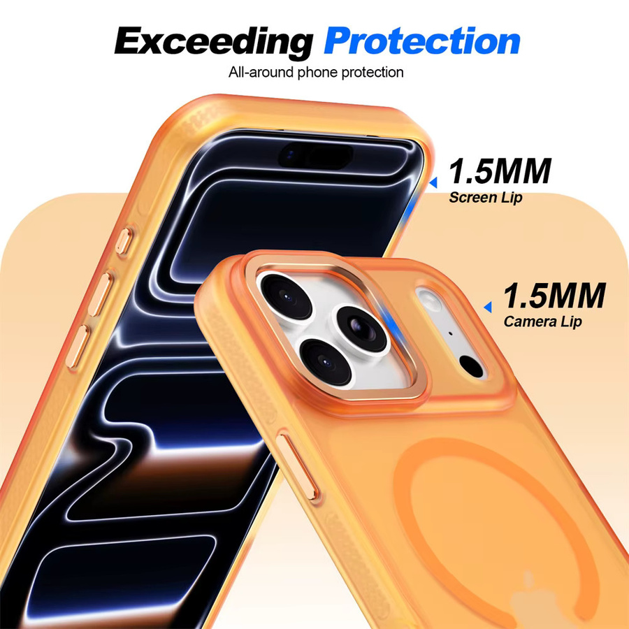 IMD MagSafe-kompatible magnetische Handyhülle für iPhone 17 Pro Max 16 15 in Orange, mattiert und stoßfest mit Kameraschutz - Bild 4