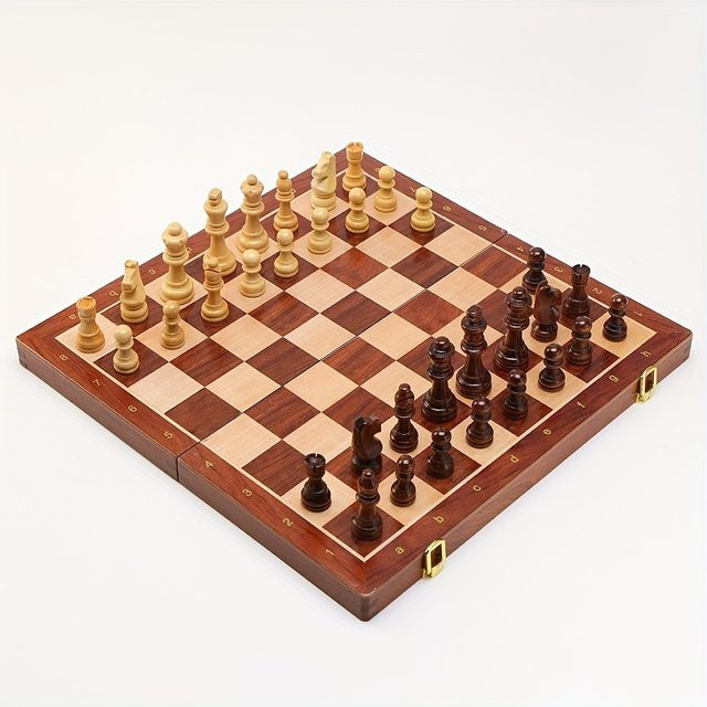 Yernea Schachspiel aus Holz, faltbar, groß, 39 cm, Brettspiel - Bild 1