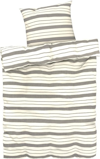 LIVARNO HOME Bettwäsche Renforcé aus Baumwolle und Viskose mit Streifen, B/H: 135 x 200 cm und 80 x 80 cm - Bild 1