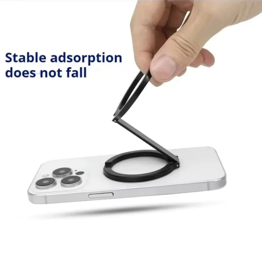 VIKEFON Magnetischer Telefonhalter für MagSafe mit 360 Grad Rotation und faltbarem Fingerring in Schwarz für iPhone 17-12 Pro Max - Bild 1