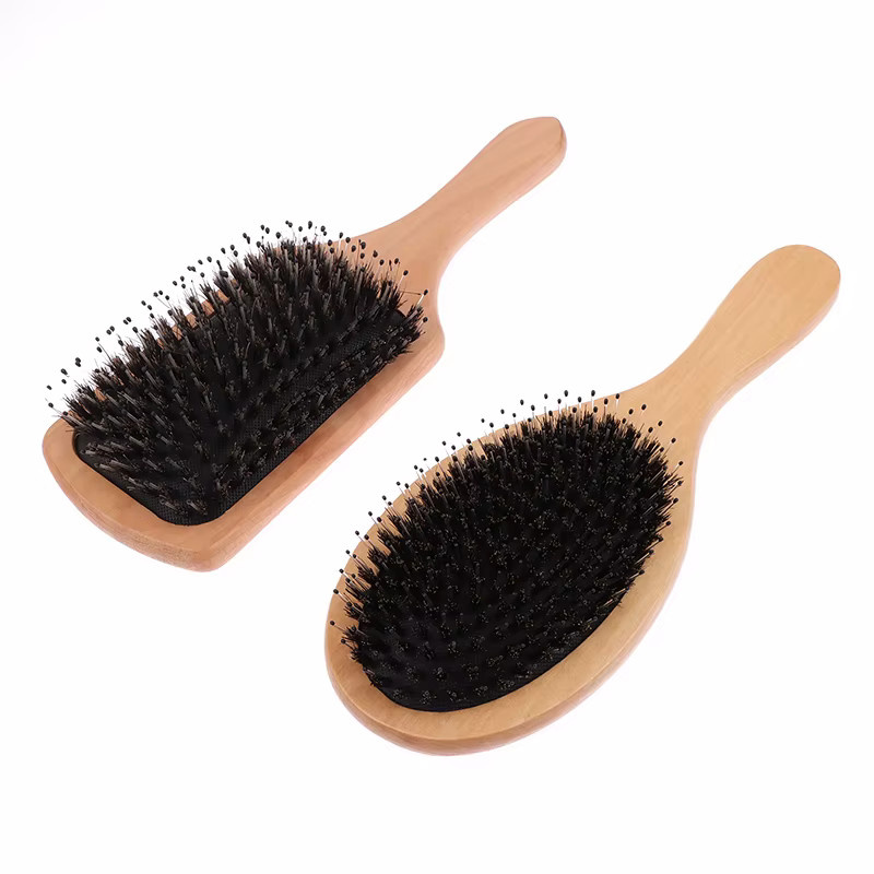 Haarbürste mit Wildschweinborsten und Holzgriff, Unisex - Bild 1