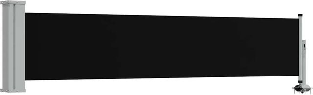 vidaXL Ausziehbare Seitenmarkise Schwarz aus Polyester mit Stahlrahmen, Höhe: 60 cm, Breite: 300 cm - Bild 1