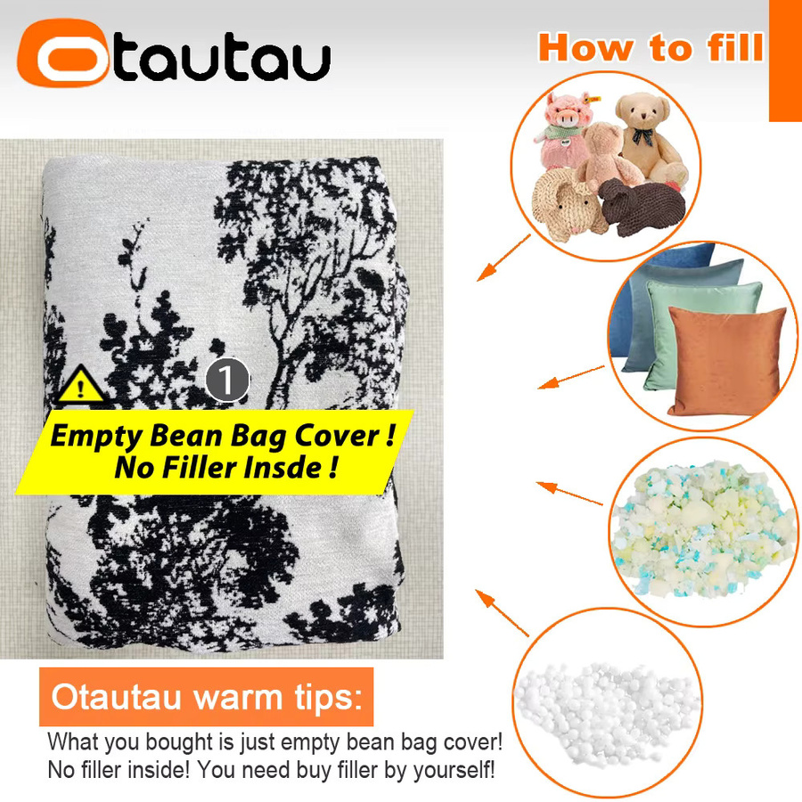 OTAUTAU 3D-Chenille Sitzsack Pouf Ottomane JD041 Multicolour Floral ohne Füllung - Bild 2