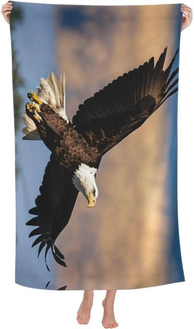 Schnelltrocknendes Mikrofaser Strandtuch mit Weißkopfseeadler Motiv von JMG Household Supplies, Mehrfarbig, B: 50 cm, L: 100 cm - Bild 1