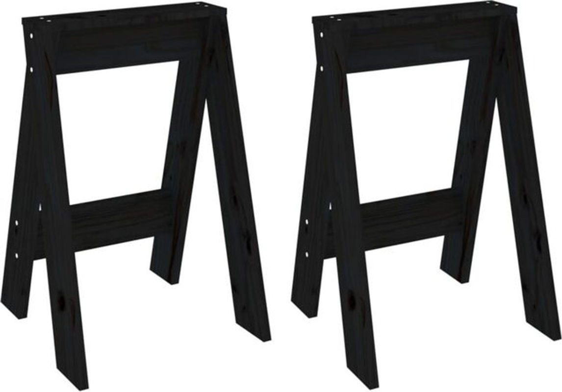 2er Set Barhocker aus Massivholz Kiefer in Schwarz von vidaxl, B/T/H: 40 x 40 x 60 cm - Bild 1