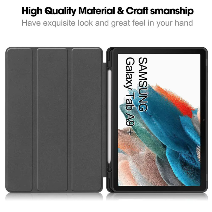 Samsung Galaxy Tab A9 Plus Hülle mit Bleistifthalter und magnetischem Flip-Stand für 11 Zoll (SM-X210, SM-X216) in Gold oder Schwarz - Bild 3