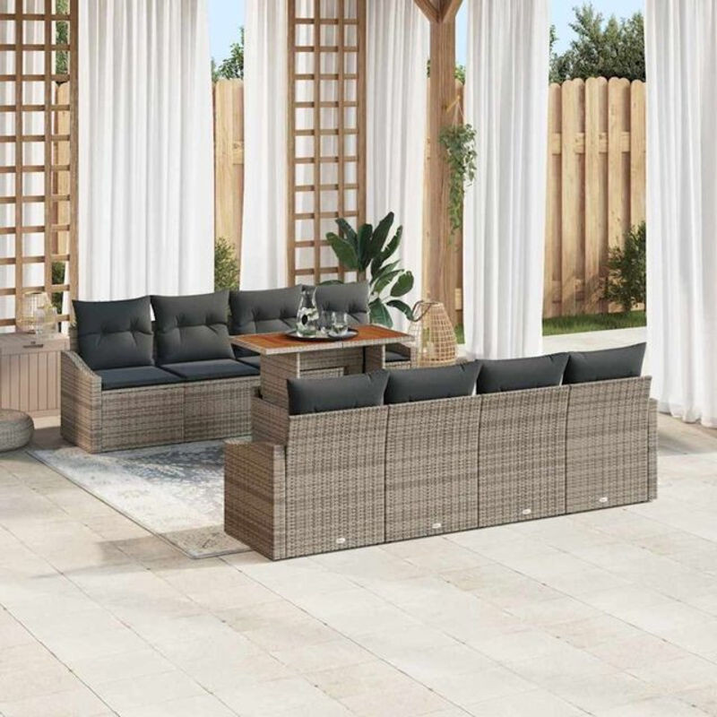 Vidaxl Garten-Sofa-Set aus Poly-Rattan in Grau mit 9-teiligem modularem Design und integrierter Speicherbox - Bild 1