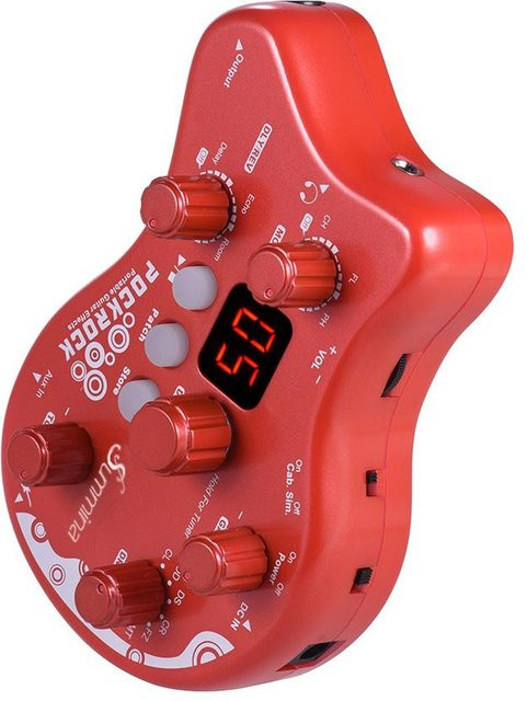 summina PockRock Tragbarer Gitarren-Multieffektprozessor mit 15 Effekttypen und 40 Trommeln in Rot - Bild 1