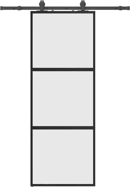 vidaXL Schiebetür aus Hartglas in Schwarz mit Beschlag, B: 76 cm, H: 205 cm - Bild 1