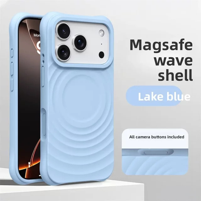 Apple Silikon Handyhülle mit Wellenstruktur für iPhone 16 Pro Max, iPhone 15 Pro Max und iPhone 14 Pro Max, MagSafe kompatibel, Gelb - Bild 1