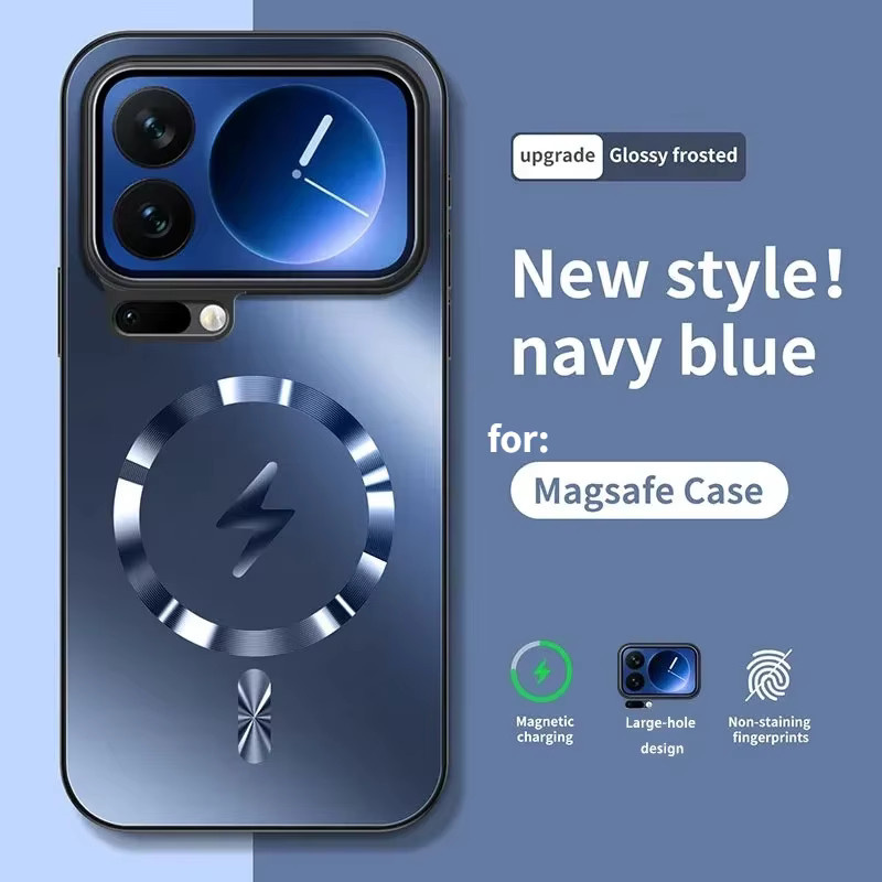 Minimalistische Lightning Matte AG MagSafe Hülle für Xiaomi 17 Pro Max, 15T Pro und 14 in Blau, stoßfeste Schutzhülle für kabelloses Laden - Bild 1