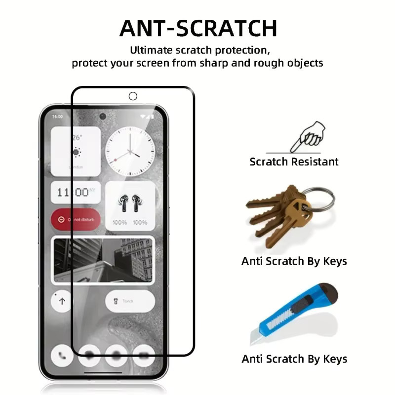 Set aus 2 bis 4 Displayschutzfolien aus gehärtetem Glas mit 9H-Härtegrad für Nothing Phone 1, Nothing Phone 2a und Nothing Phone 2a Plus in Transparent - Bild 2