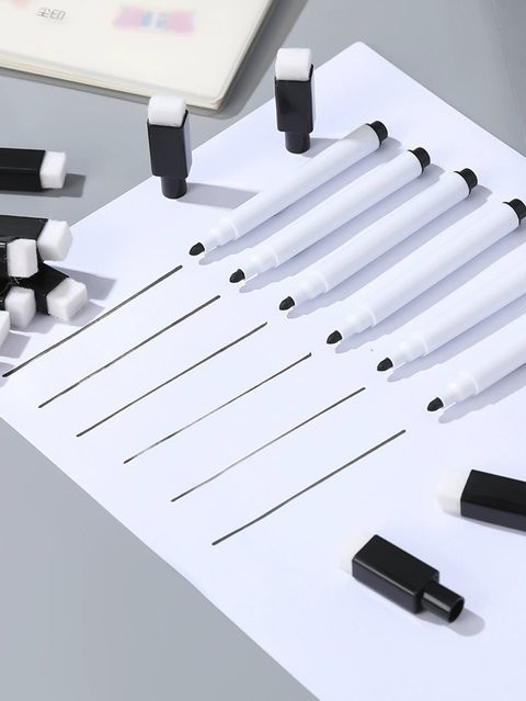 10er Set Magnetische Whiteboard Marker mit integriertem Radiergummi in Schwarz und Weiß für Schule und Büro - Bild 1