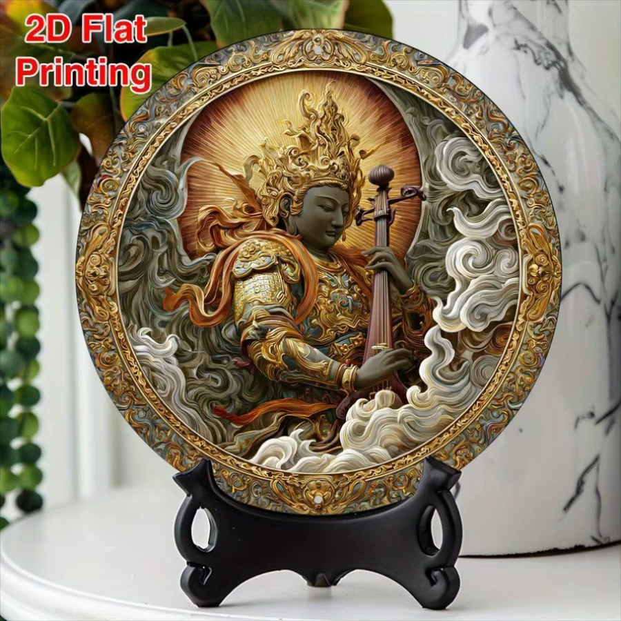 CIFBUY Boho Rundschild Metall und Holz Wandkunst Abstract Multicolour Durchmesser: 20,32 cm - Bild 4