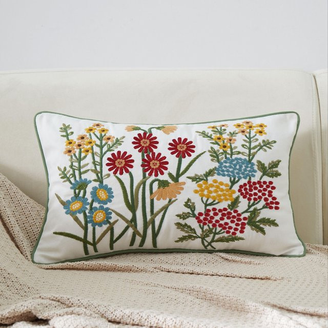 VIKAMA Dekorative Kissenbezüge mit Gänseblümchen-Blumenmuster in Mehrfarbig, Rechteckig, B/H: 50 x 30 cm - Bild 1