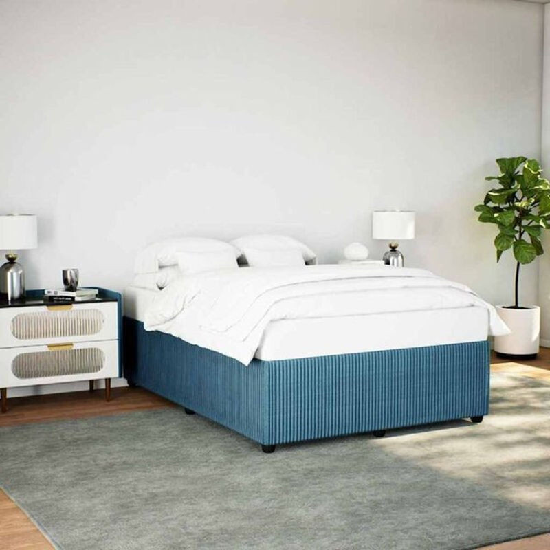 Polsterbett Vidaxl in Blau aus Samt und Massivholz im modernen Design, B/T: 160 x 200 cm - Bild 1