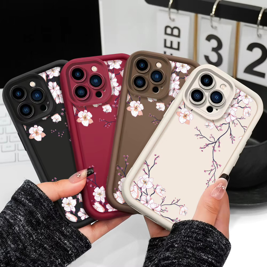 Handyhülle mit Frühlingsblumen für Huawei Honor 600 400 300 200 90 70 Pro Lite Ultra Smart 4G 5G Soft Cover in Schwarz und Rot - Bild 2