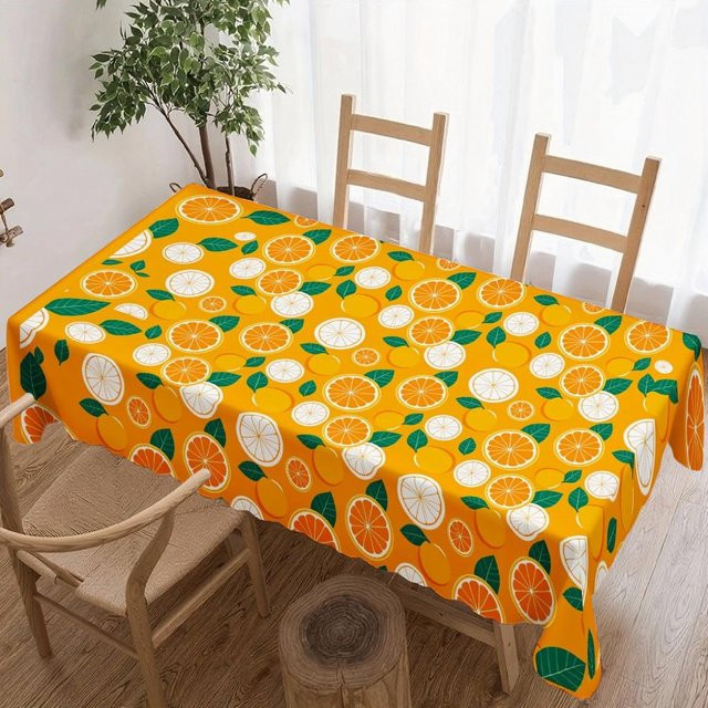 Wasserdichte und waschbare rechteckige Tischdecke von JINGYUE Pet in Orange mit Zitrus-Design, B/T: 100 x 160 cm - Bild 1