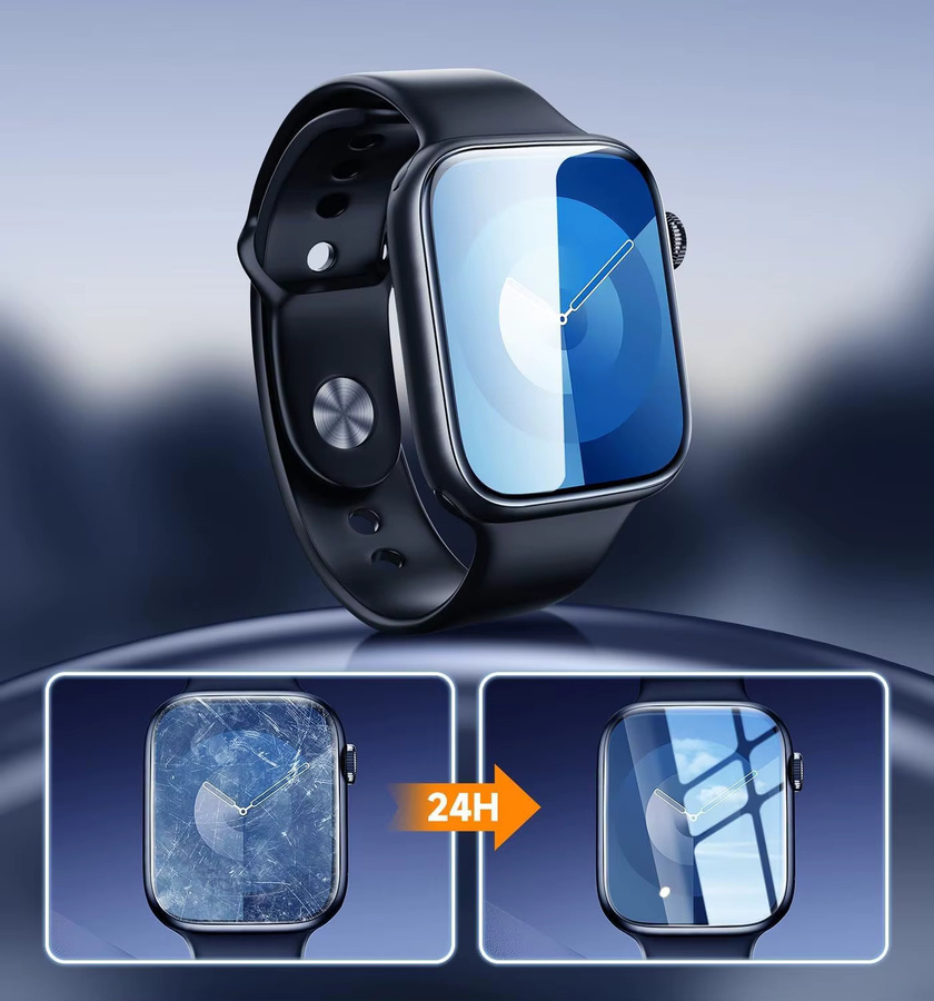 EWIND Keramikfolie Displayschutz für Apple Watch Serie 10 9 8 7 6 5 SE Ultra 2 transparent, 2 Stück - Bild 4