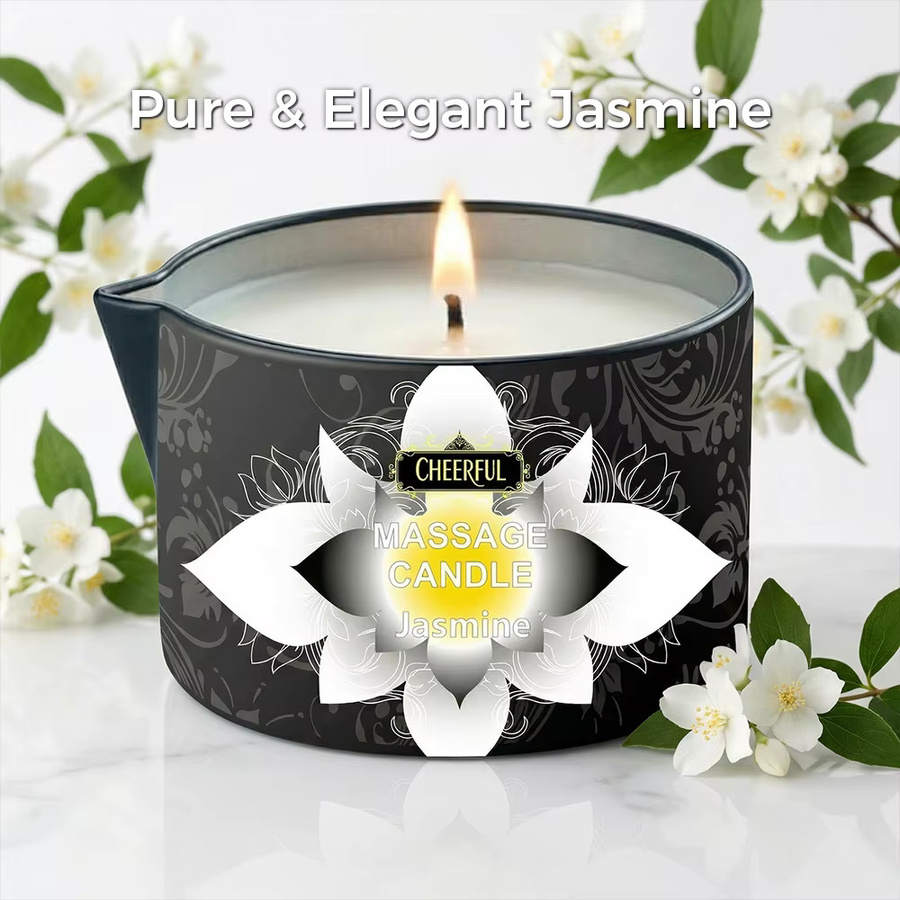 EVODUCK Jasmin-Massageöl-Kerze aus natürlichem Sojawachs für die Körpermassage und Aromatherapie in Orange und Schwarz - Bild 6
