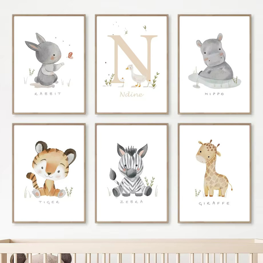 Potdemiel Kawaii Tier-Wandkunst Poster Set für das Kinderzimmer, Mehrfarbig, Leinwand und Papier - Bild 1