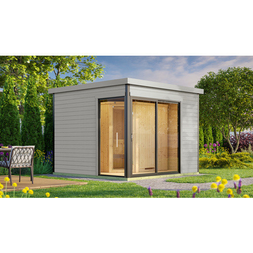 WEKA Saunahaus 412 aus Fichtenholz mit Ofen, grau, B/H/T: 320 x 239 x 320 cm - Bild 2