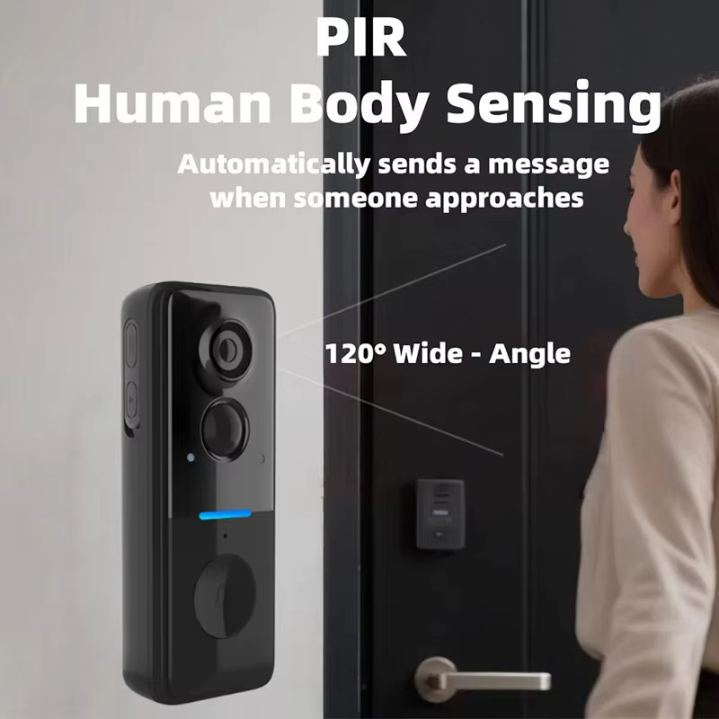 Tuya Solar Türklingel mit Kamera, WiFi Video Intercom und Bewegungserkennung, Wasserdicht mit Regenabdeckung, Schwarz und Transparent - Bild 2