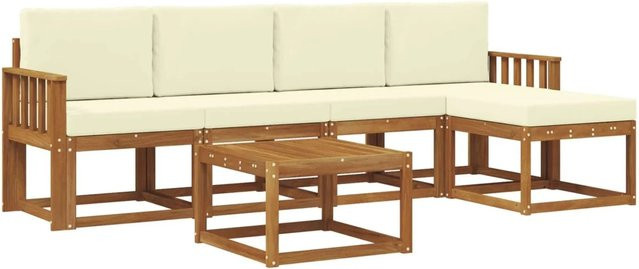 vidaXL Outdoor-Sofagarnitur aus Massivholz Akazie mit 6 Teilen in Natur und Creme - Bild 1