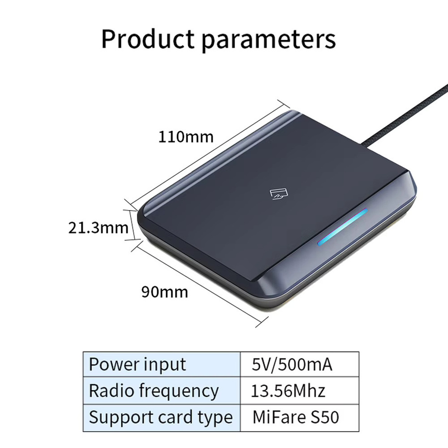 Asia-Teco E5SN TTLOCK App Hotelzimmer Smart Card Schlüsselverteiler RFID 13,56MHz M1 Kartenleser Sender in Schwarz - Bild 2