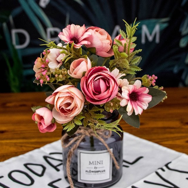 Künstliche Tee-Rosen von smr in Blau als dekorative Tischdekoration für Hochzeit und Weihnachten - Bild 1