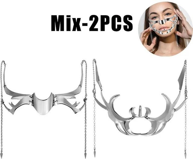 YULIN Gesichts Kette, Edelstahl, Silber, Unisex - Bild 1
