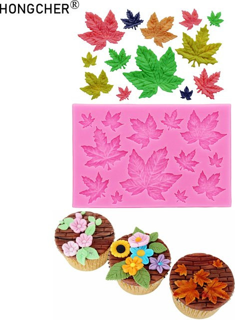 HONGCHER Silikonform Ahornblatt für Schokolade und Dessert Dekoration in Pink - Bild 1