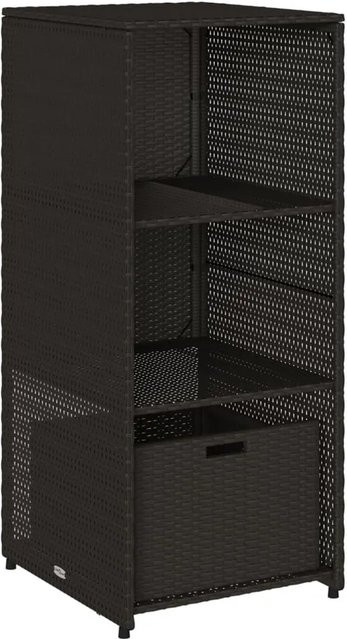 vidaXL Gartenschrank aus Poly-Rattan in Schwarz mit Türen und Regalböden, B/T/H: 50 x 55 x 115 cm - Bild 1