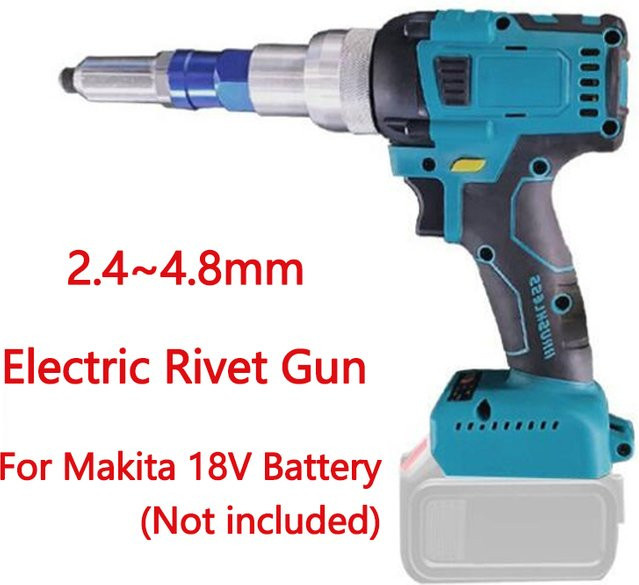 Elektrische Nietmutterpistole für Makita 18 V Akku, bürstenloser Bohreinsatz für 2,4–4,8 mm, automatisches Nietwerkzeug in Blau - Bild 1