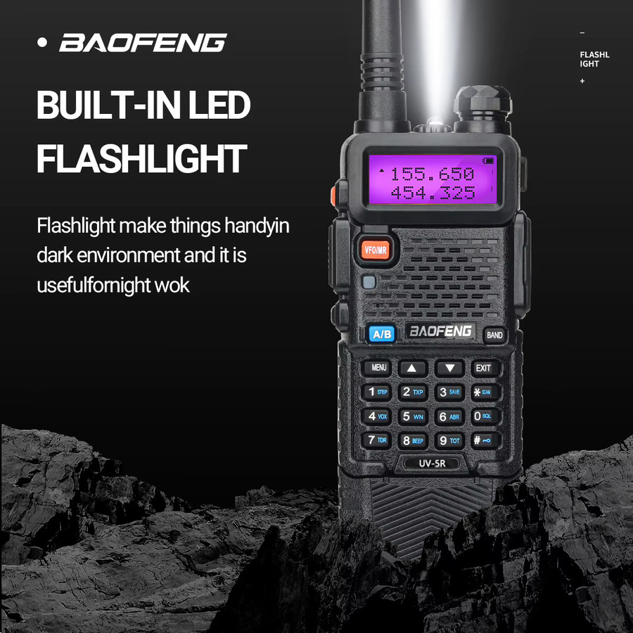 Baofeng UV 5R Walkie Talkie Akku mit 3800 mAh und USB-Ladegerät, UHF/VHF Dual Band Transceiver in Schwarz - Bild 3