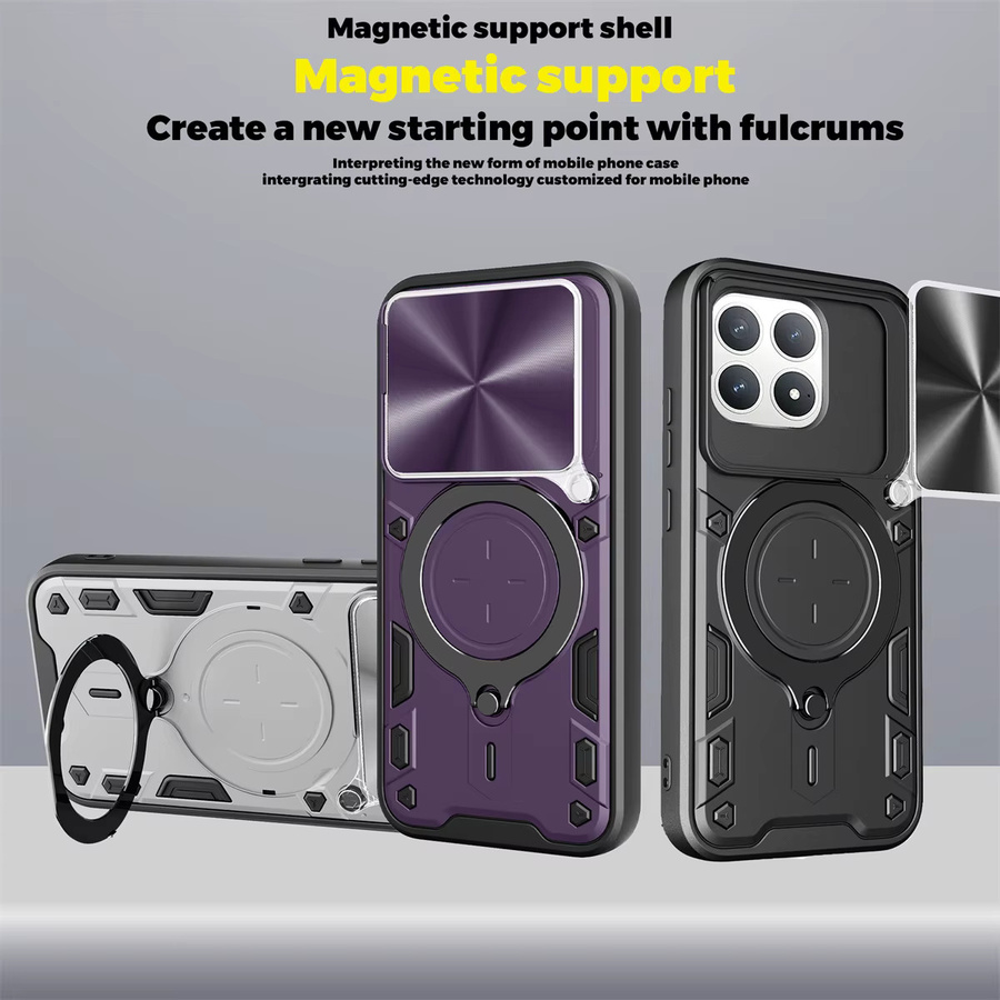 Stoßfeste Handyhülle von szHAIyu für Poco X8 Pro Max F8 Ultra Poco X7 Pro mit Schiebe-Kameralinsenabdeckung und Magnetringhalter in Schwarz und Lila - Bild 5