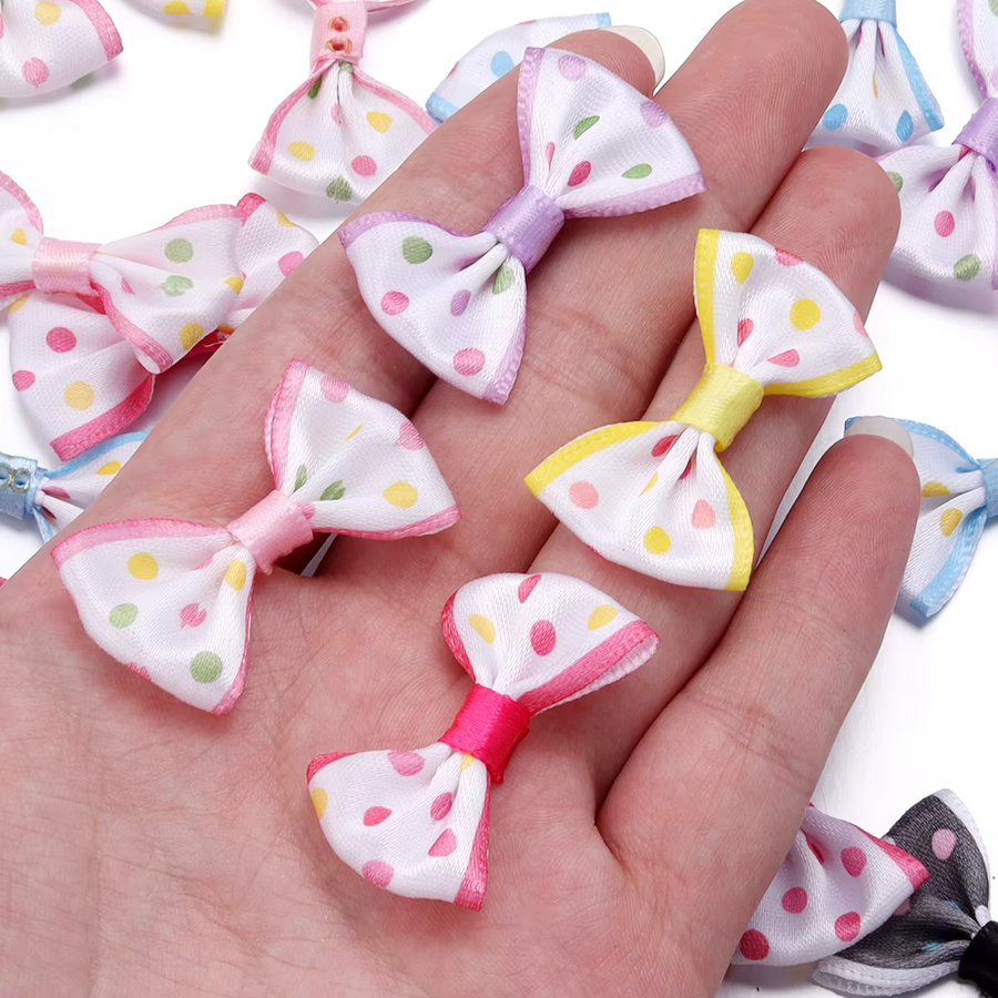 30 Stück Polka Dot Polyester Schleifen in Bunt für DIY Kleidung Nähen und Haarnadel Dekoration, Größe: 2,7 x 3,7 cm - Bild 4