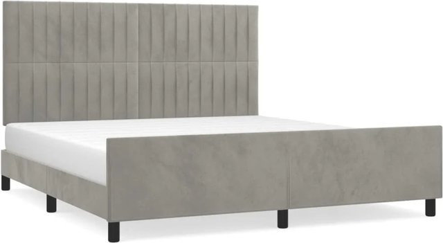vidaXL Bettgestell mit Kopfteil aus Samt in Hellgrau, B/T/H: 180 x 200 x 186 cm - Bild 1
