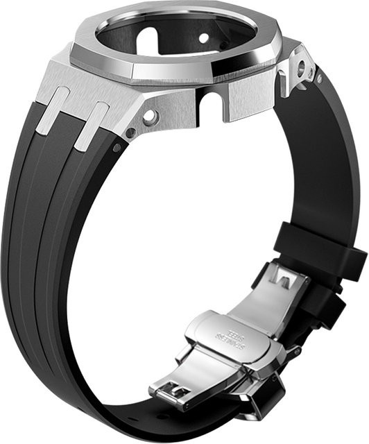 Casio Uhrenarmband, Edelstahl, Silikonband, Schwarz - Bild 1
