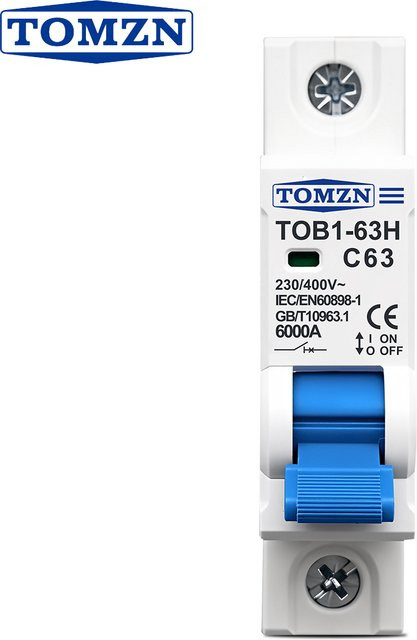 TOMZN TOB1-63H Mini-Leistungsschalter MCB 1P AC Typ C 230/400V~ 50Hz/60Hz in Weiß - Bild 1