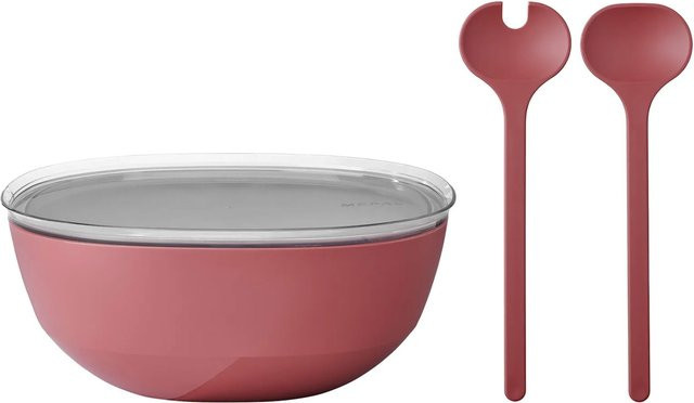 Mepal Silueta Servierschale mit Deckel und Salatbesteck Pink 5000 ml - Bild 1