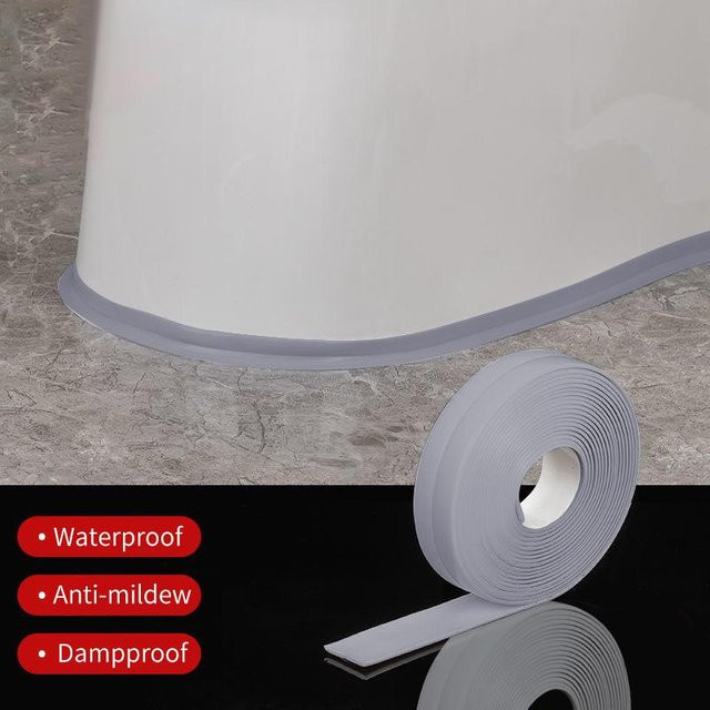 YULIN Selbstklebendes Duschbad-Dichtungsband in Grau, Schimmelresistent und Wasserdicht, Breite: 2,2 cm, Länge: 2 m - Bild 1
