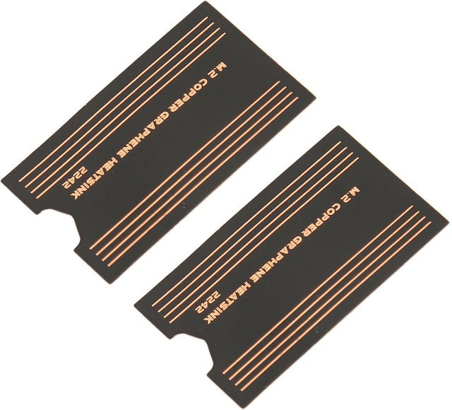 Igeteck 2 Stück M.2 2242 SSD Kühlkörper aus Messing und Graphen mit 0,15 mm Wärmeleitpads in Beige - Bild 1